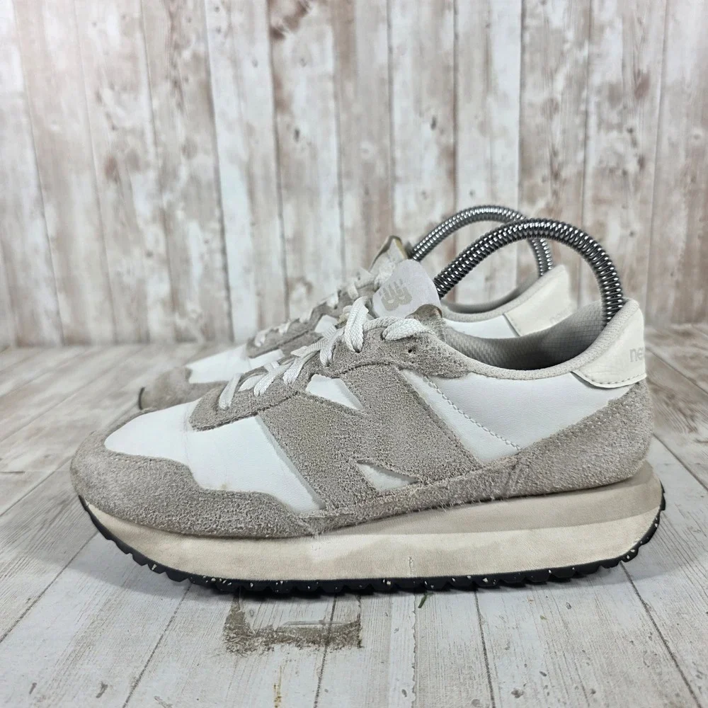 New Balance 237 Womens 6.5 White Grey Suede‎ Retro Running Sneakers MS237SE